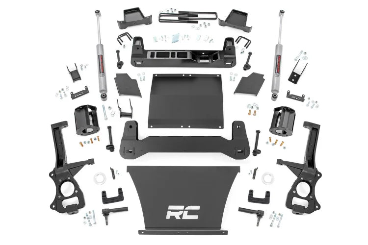 6 Inch Lift Kit Chevy Silverado 1500 4WD (2019-2024) Engin size 4.3L, 5.3L, 6.2L Multi Leaf Spring Strut Spacers w/ N3 Rear Shocks